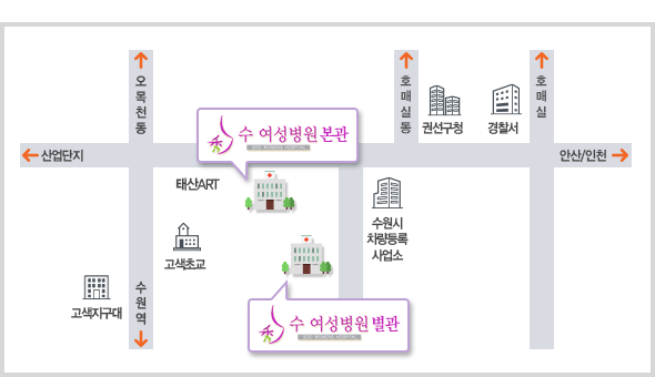 수 여성병원 오시는 길